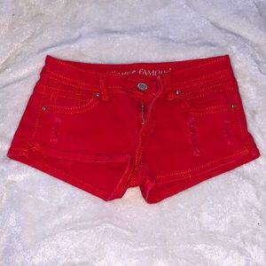 Red Jean Shorts